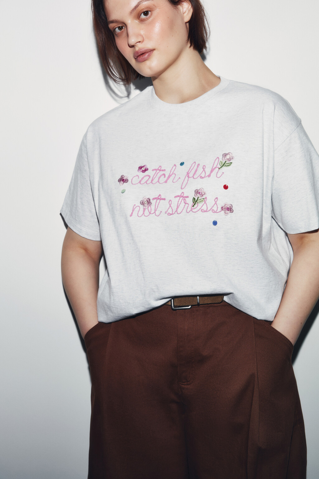 Футболка хлопковая с рисунком - цвет серый - 1