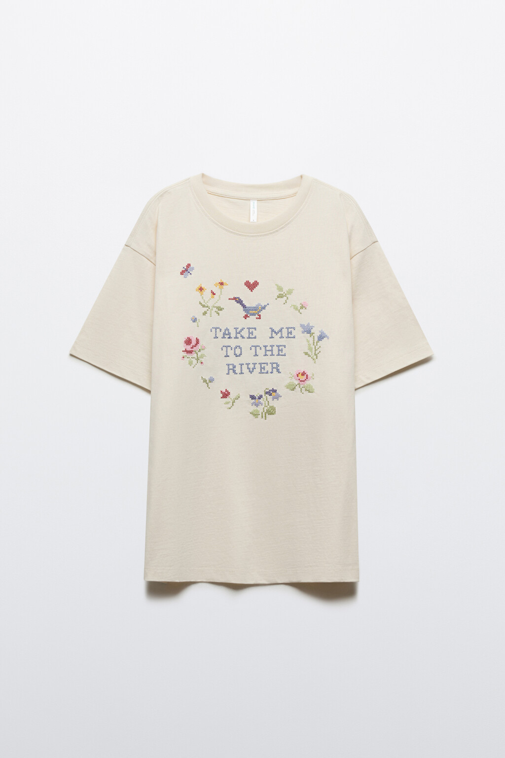 Футболка хлопковая с рисунком - цвет бежевый - 1