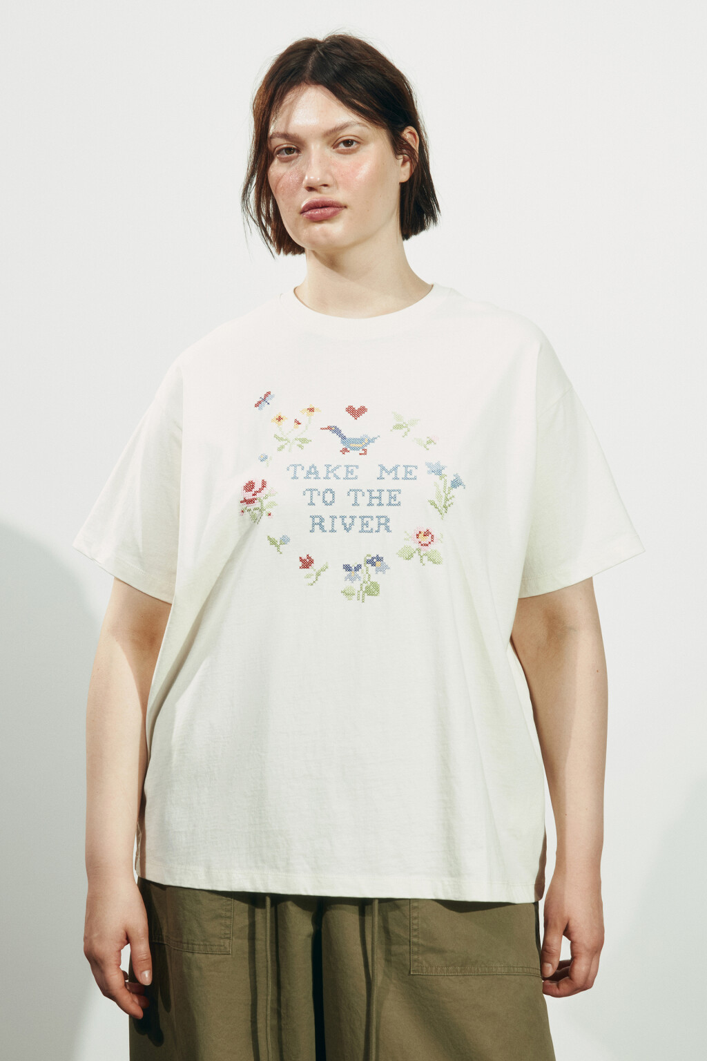 Футболка хлопковая с рисунком - цвет бежевый - 2