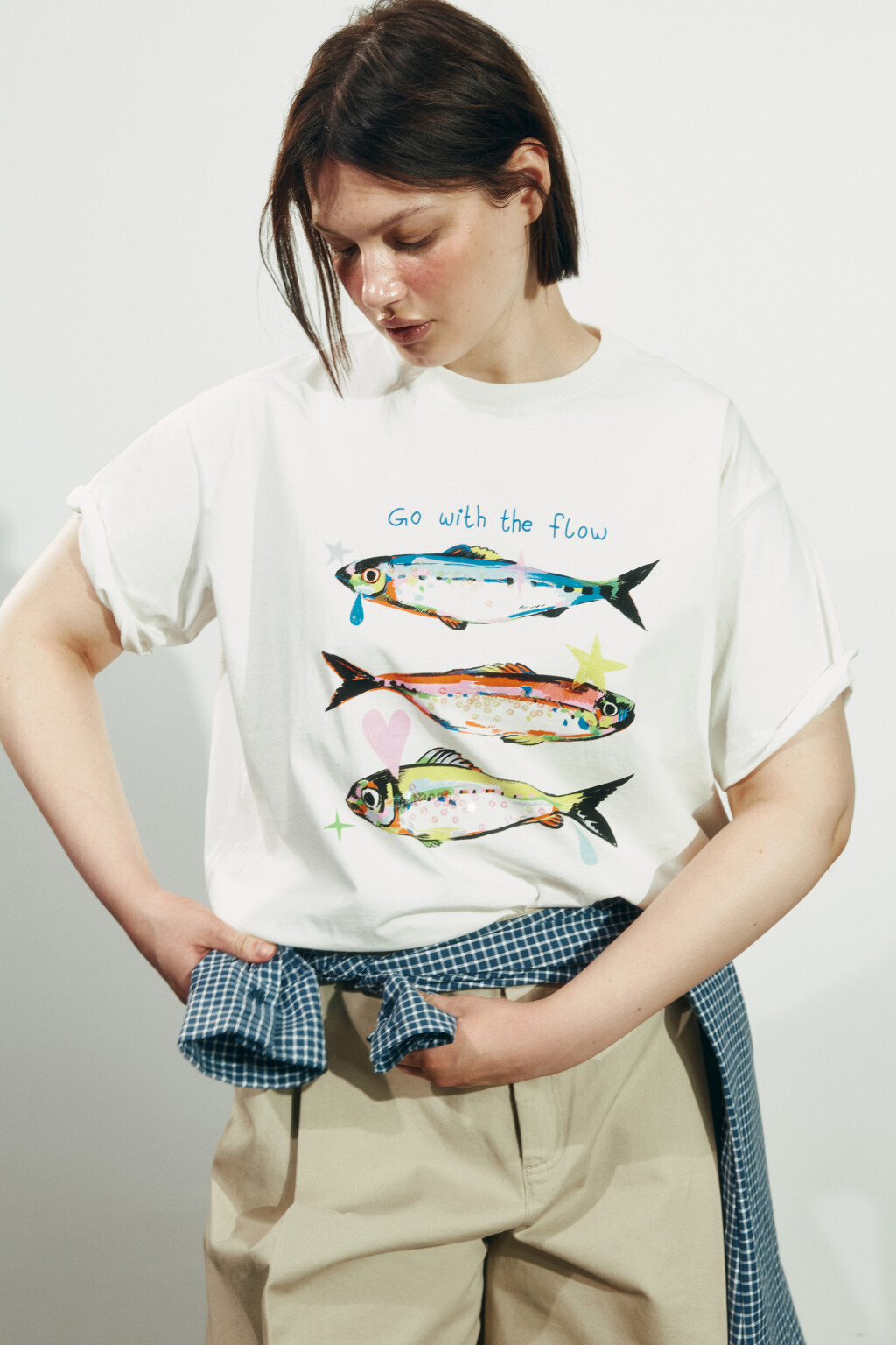 Футболка хлопковая с рисунком - цвет белый - 1