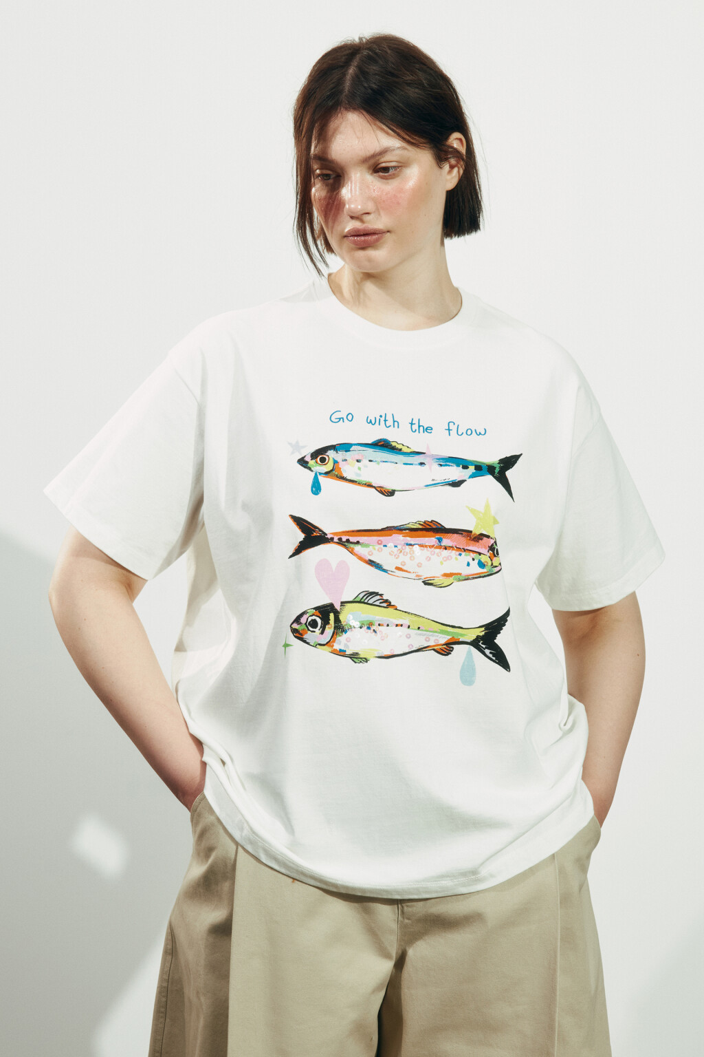 Футболка хлопковая с рисунком - цвет белый - 2