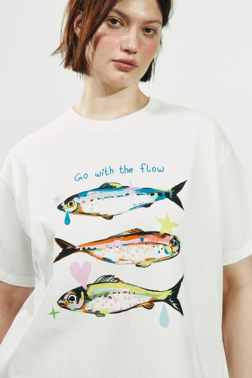 Футболка хлопковая с рисунком - цвет белый - 5