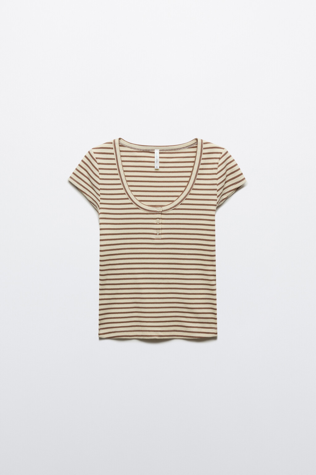 Футболка-топ облегающая на пуговицах - цвет бежевый - 1