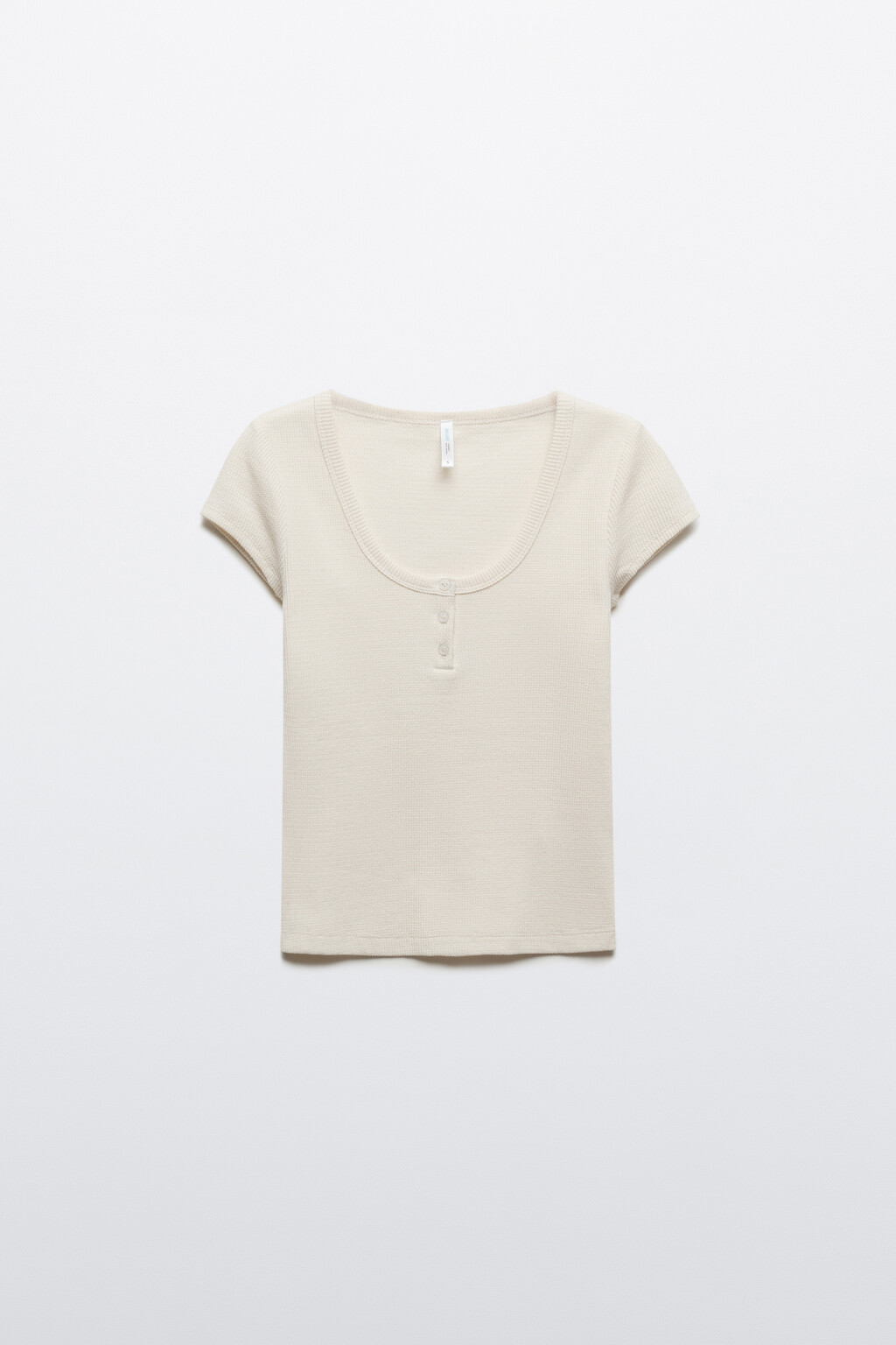 Футболка-топ облегающая на пуговицах - цвет молочный - 1