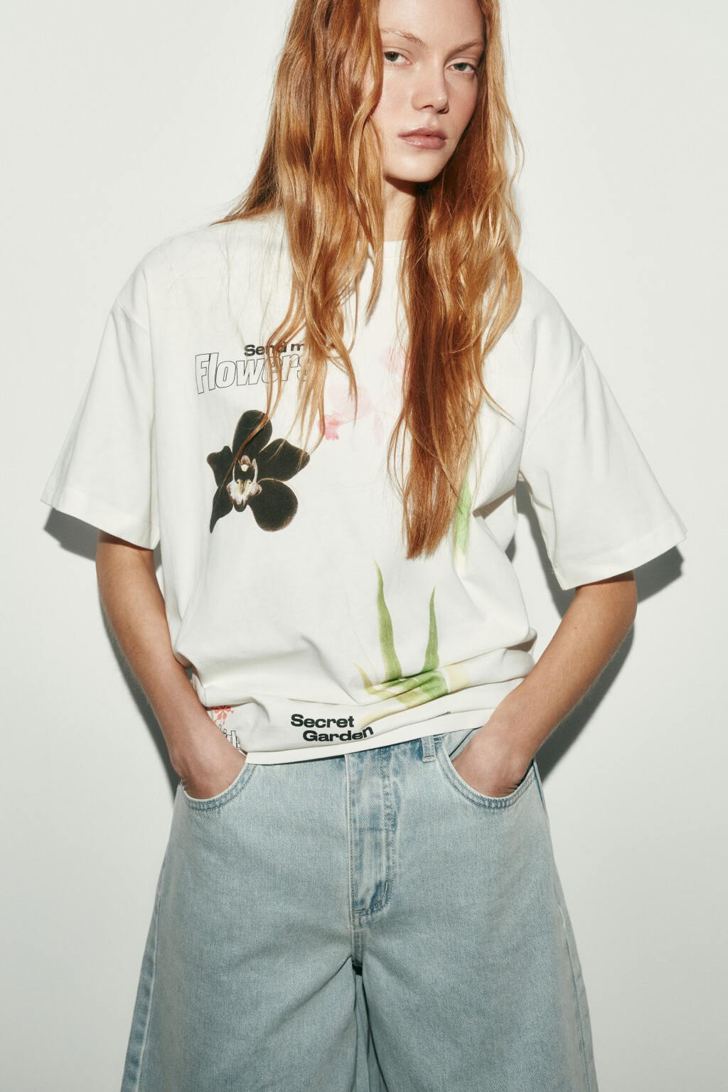 Футболка хлопковая с ароматизированным принтом - цвет бежевый - 1