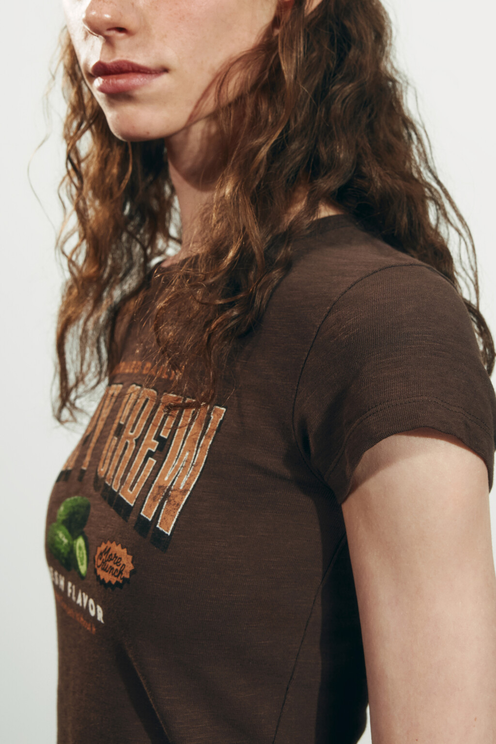 Футболка-топ облегающая с принтом - цвет коричневый - 7