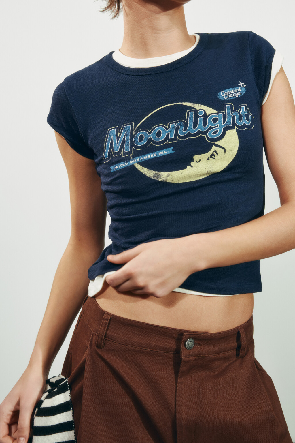 Футболка-топ облегающая с принтом - цвет синий - 1