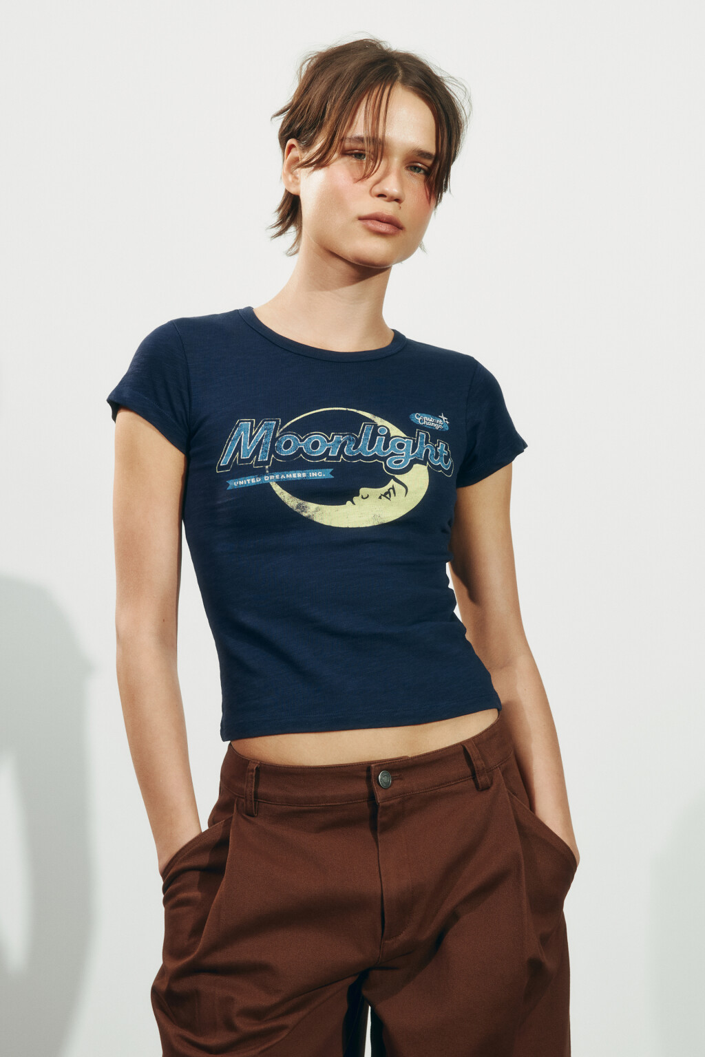 Футболка-топ облегающая с принтом - цвет синий - 2