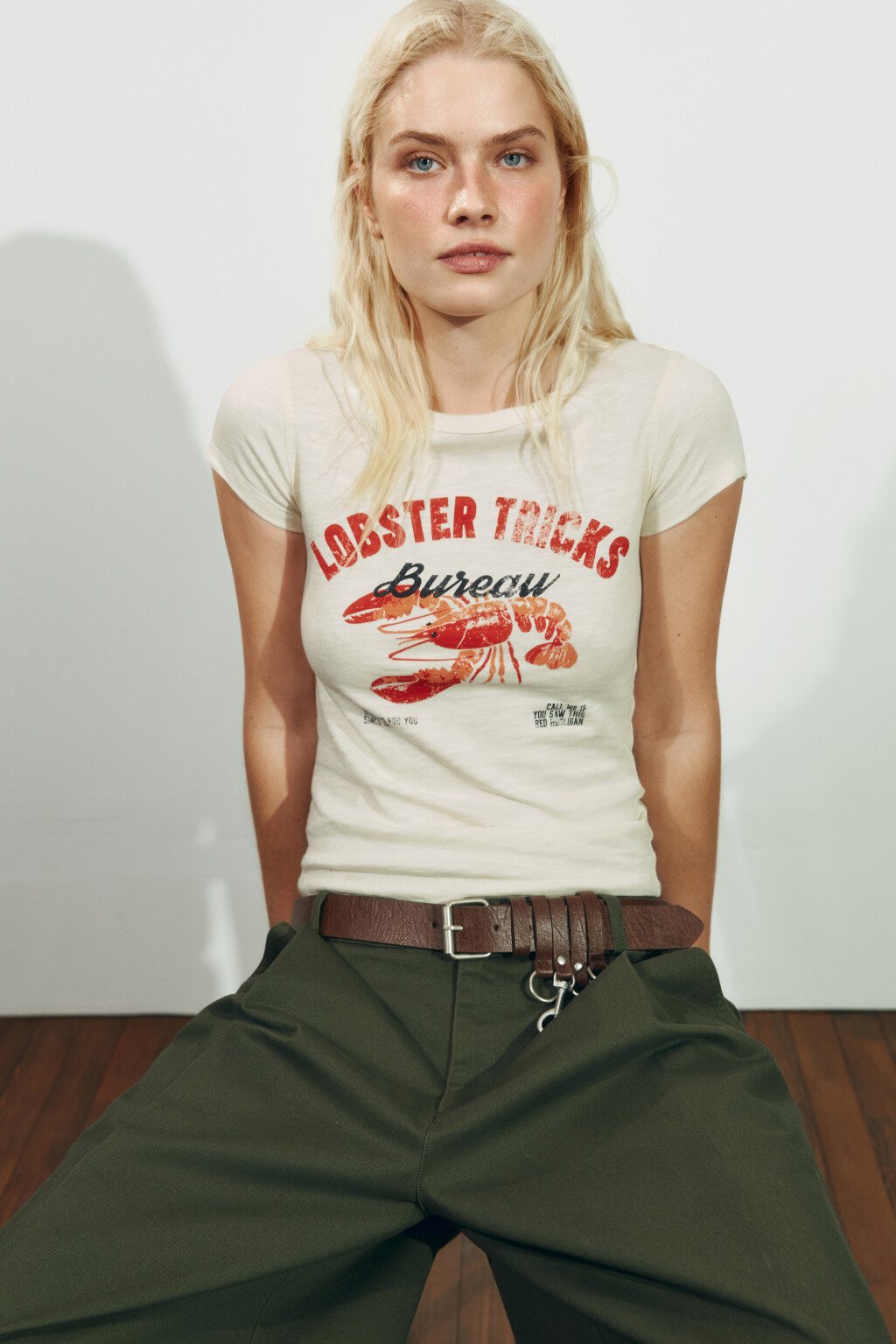 Футболка-топ облегающая с принтом - цвет бежевый - 2