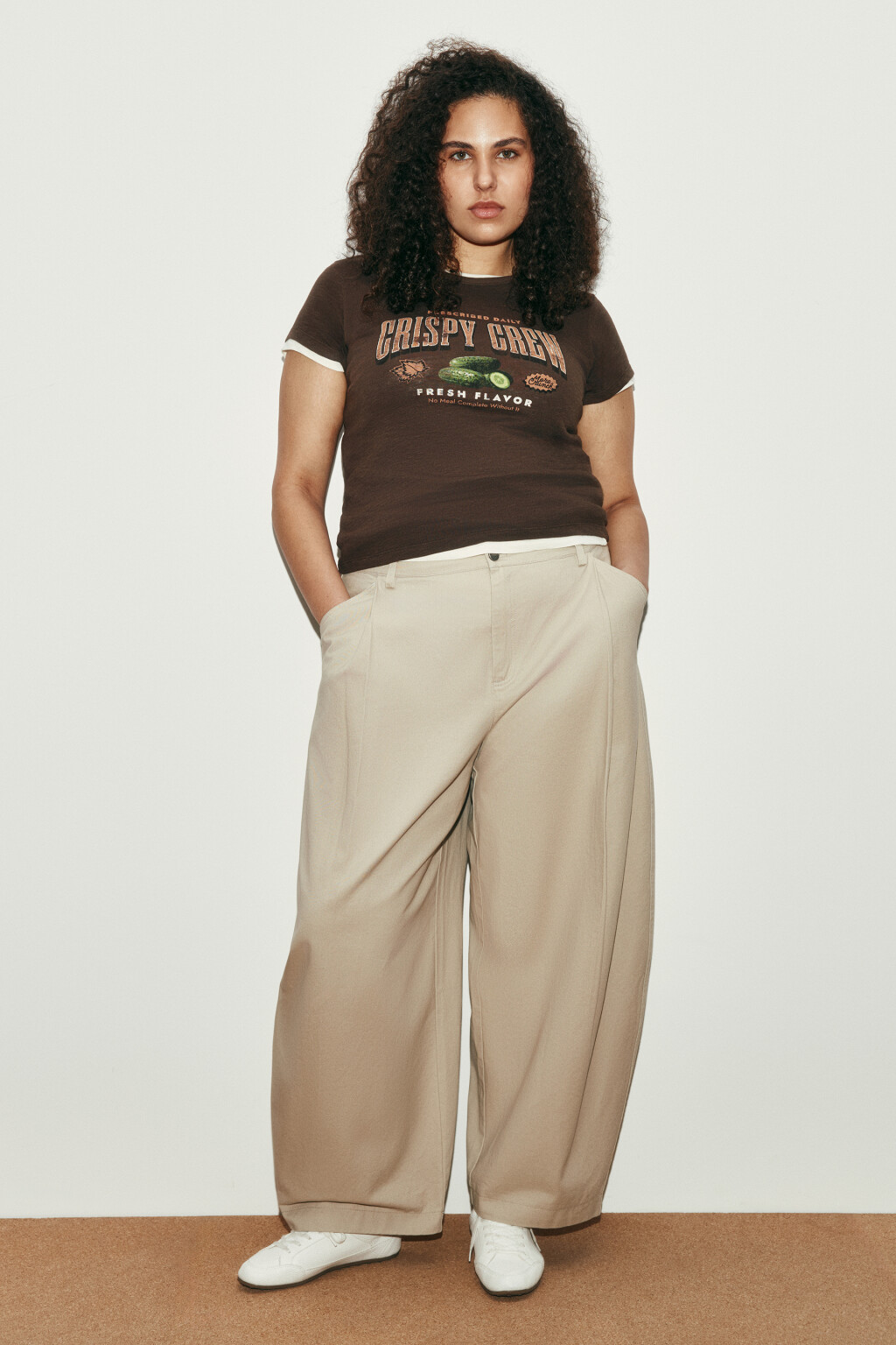 Футболка-топ облегающая с принтом - цвет коричневый - 4