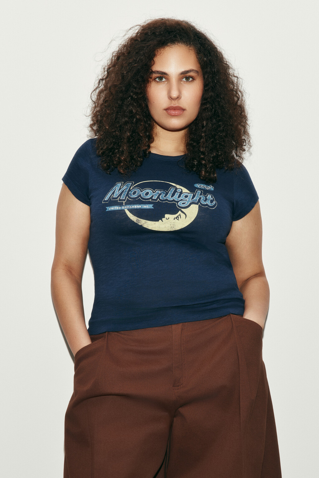 Футболка-топ облегающая с принтом - цвет синий - 2