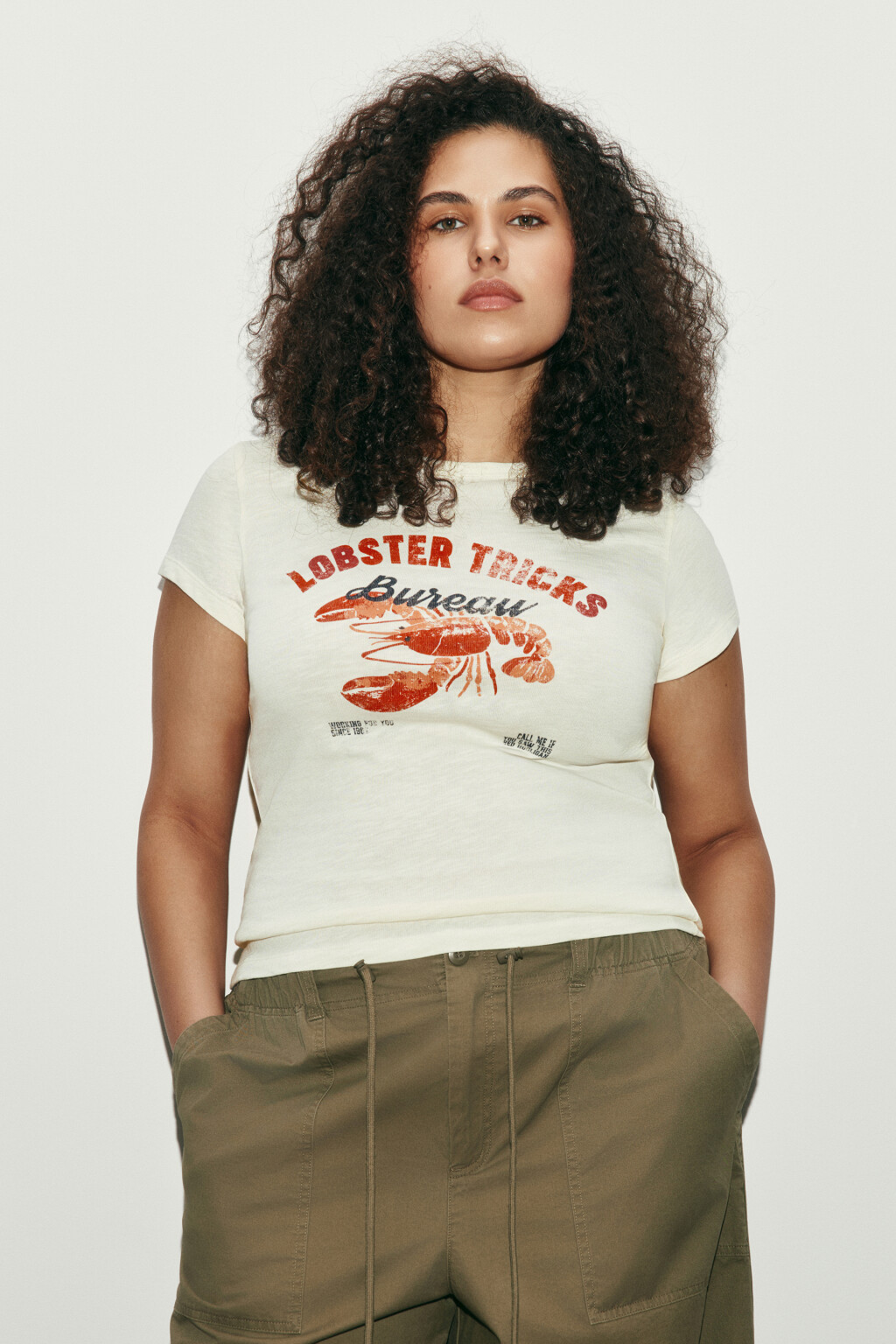 Футболка-топ облегающая с принтом - цвет бежевый - 3