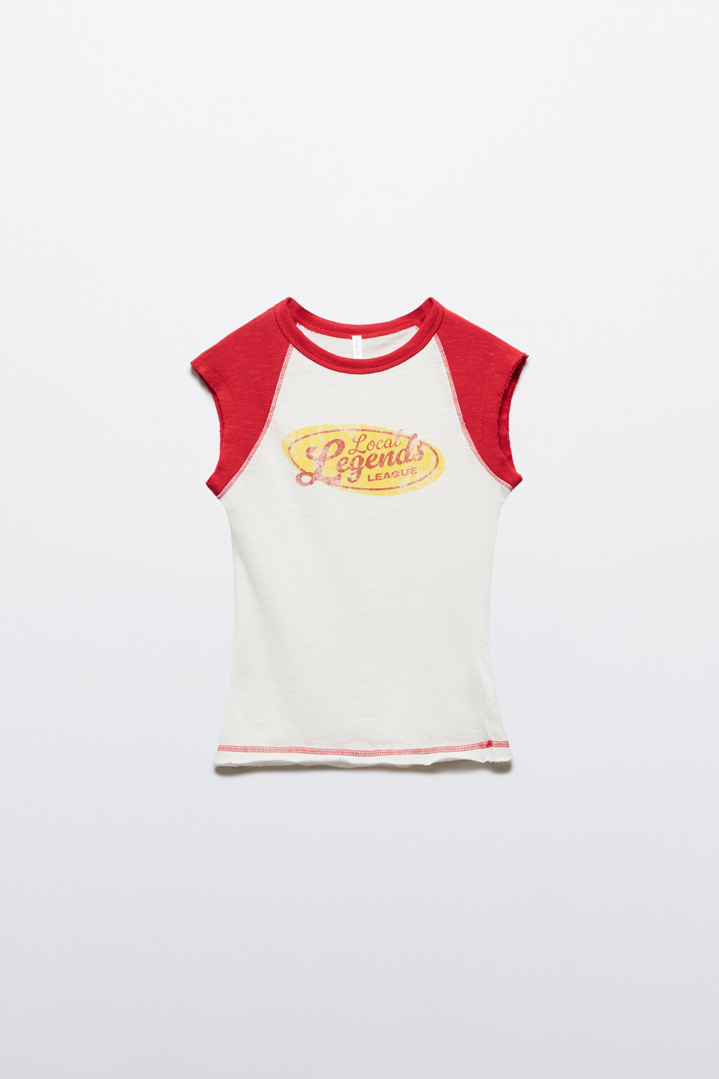 Футболка облегающая вареная с принтом - цвет красный - 1