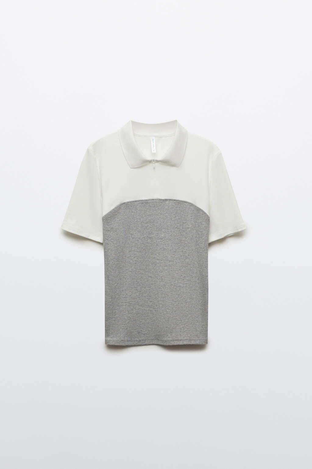 Футболка-поло на молнии с топом - цвет серый - 1