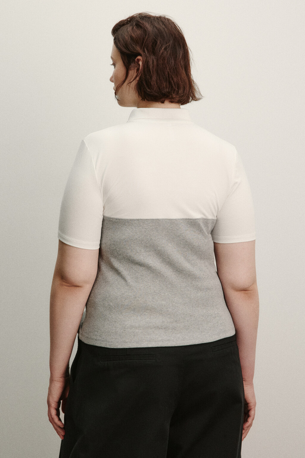 Футболка-поло на молнии с топом - цвет серый - 3