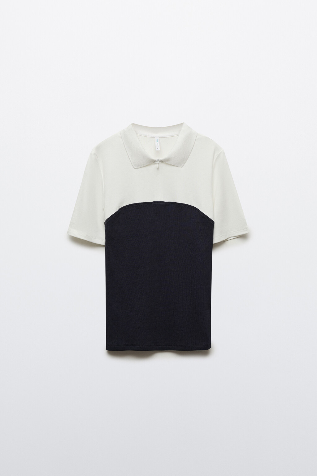 Футболка-поло на молнии с топом - цвет синий - 1