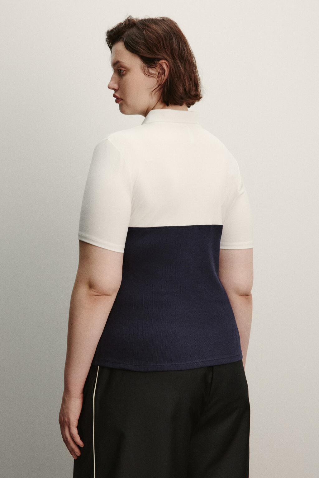 Футболка-поло на молнии с топом - цвет синий - 3