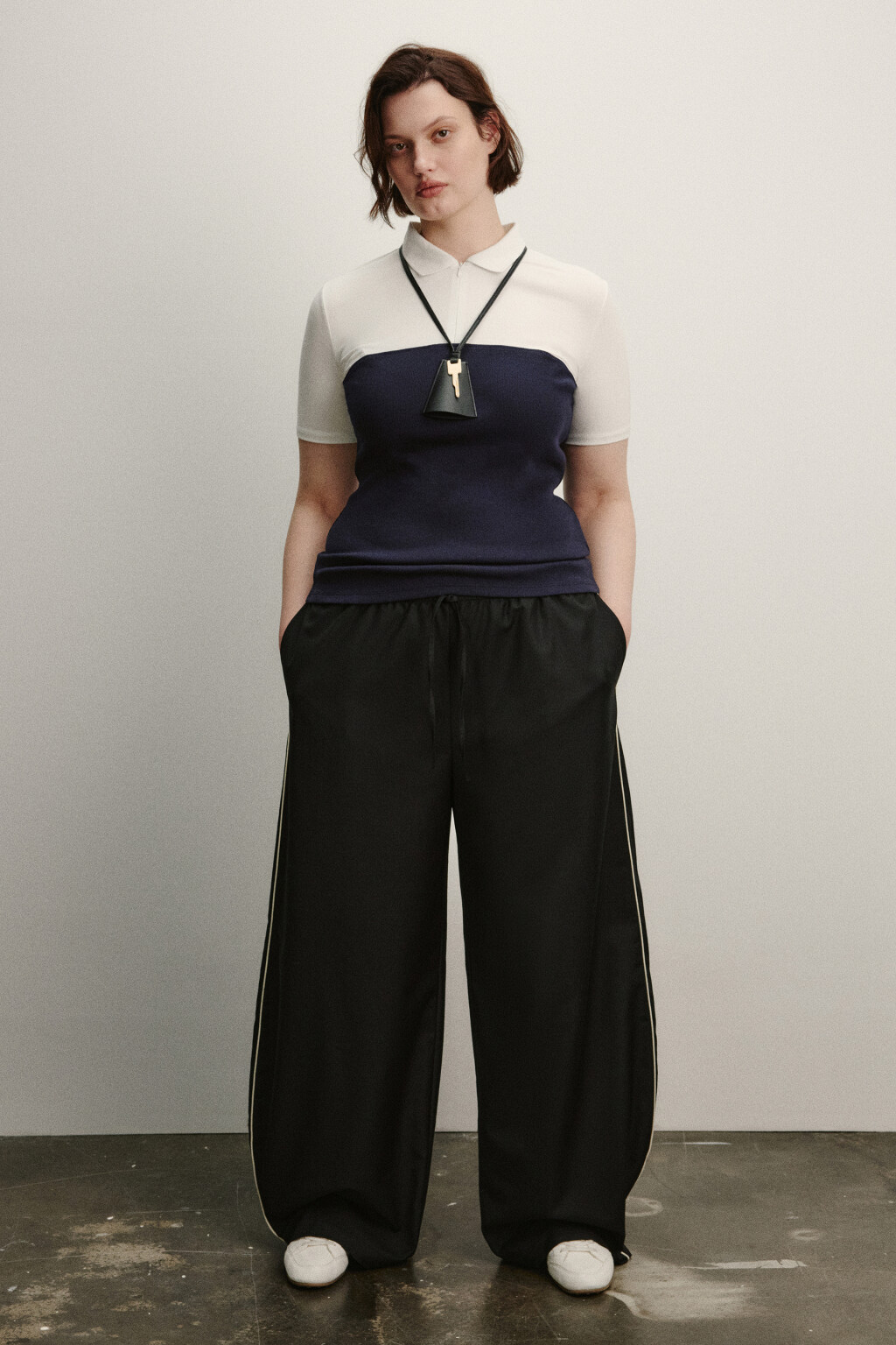 Футболка-поло на молнии с топом - цвет синий - 4