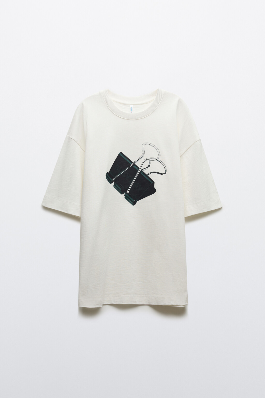 Футболка-хлопковая oversize с принтом - цвет бежевый - 1