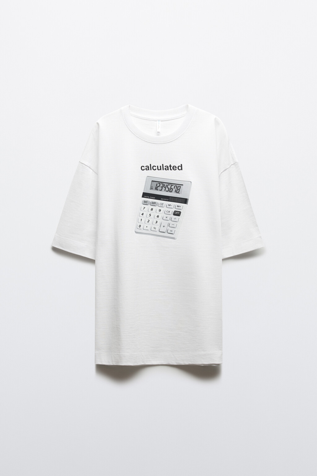 Футболка-хлопковая oversize с принтом - цвет белый - 1