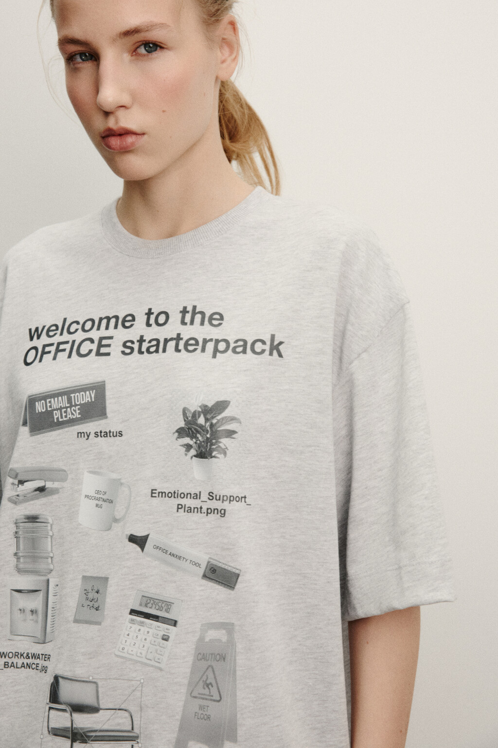 Футболка хлопковая оверсайз с принтом - цвет серый - 7