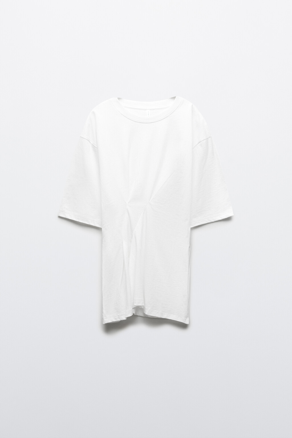 Футболка хлопковая oversize с защипами - цвет белый - 1