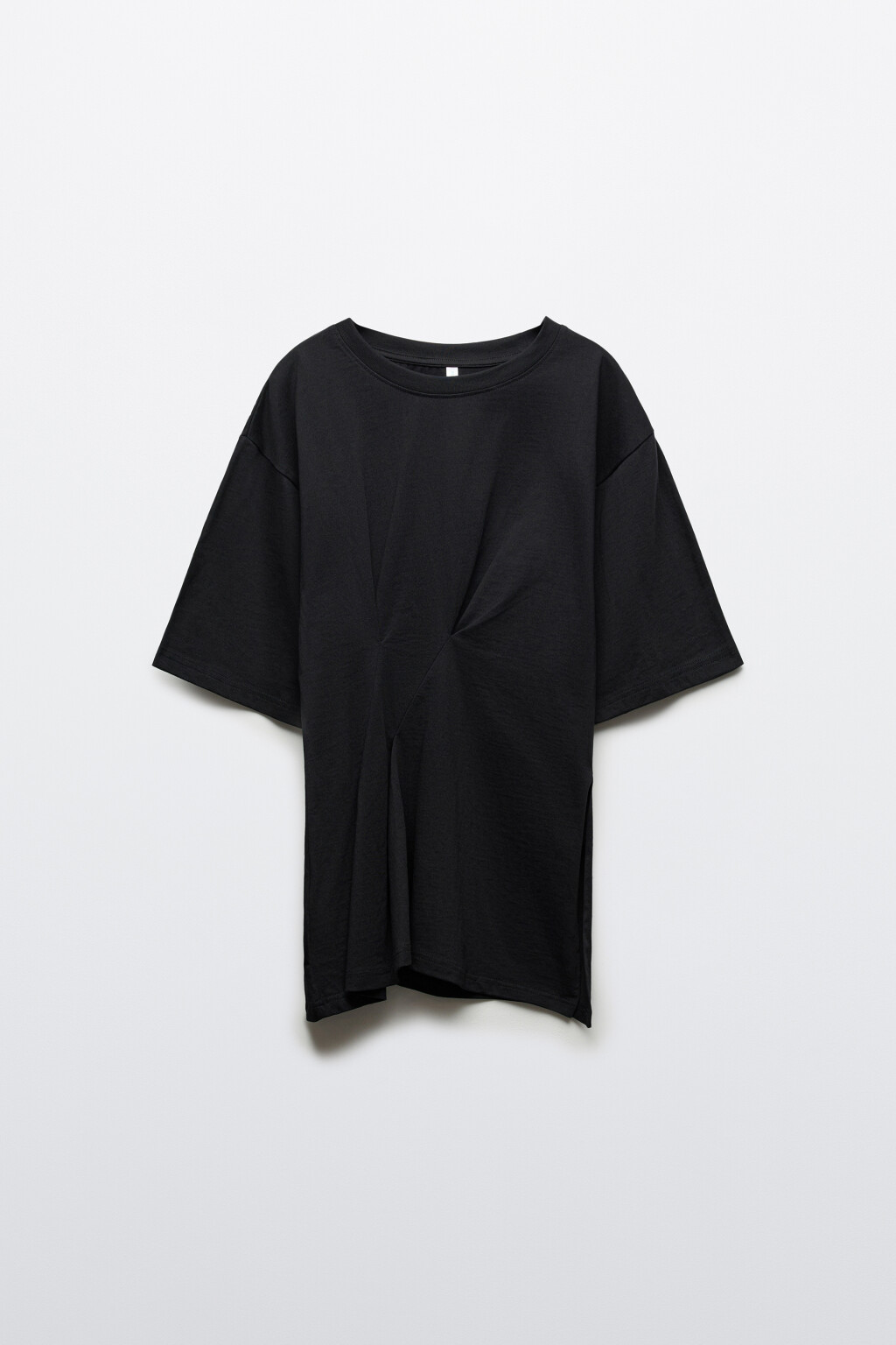 Футболка хлопковая oversize с защипами - цвет черный - 1