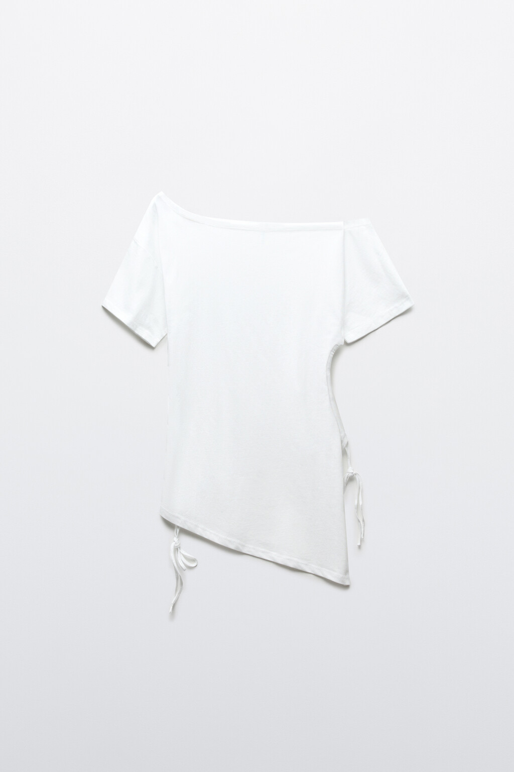 Футболка-топ асимметричная на одно плечо - цвет белый - 1
