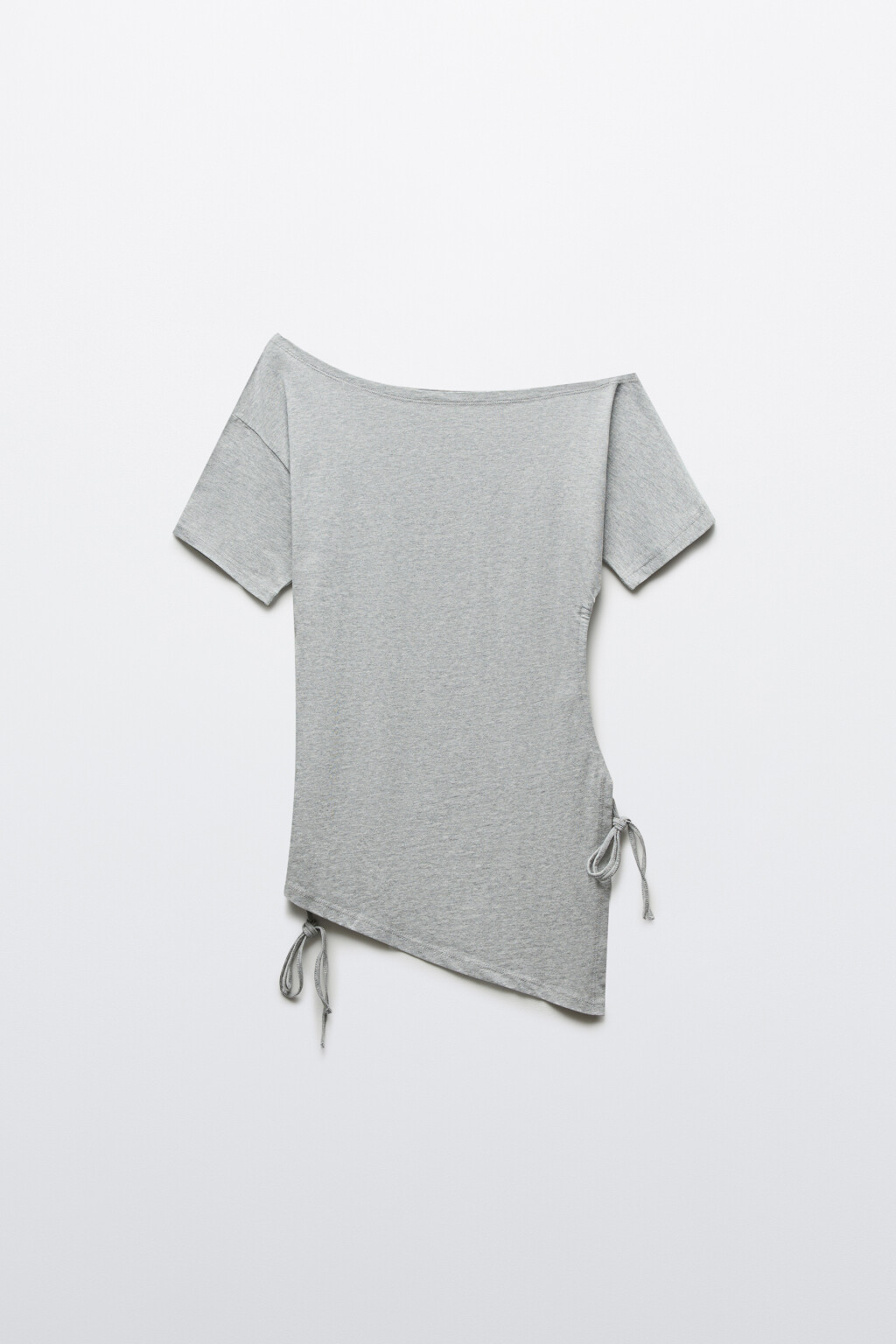 Футболка-топ асимметричная на одно плечо - цвет серый - 1