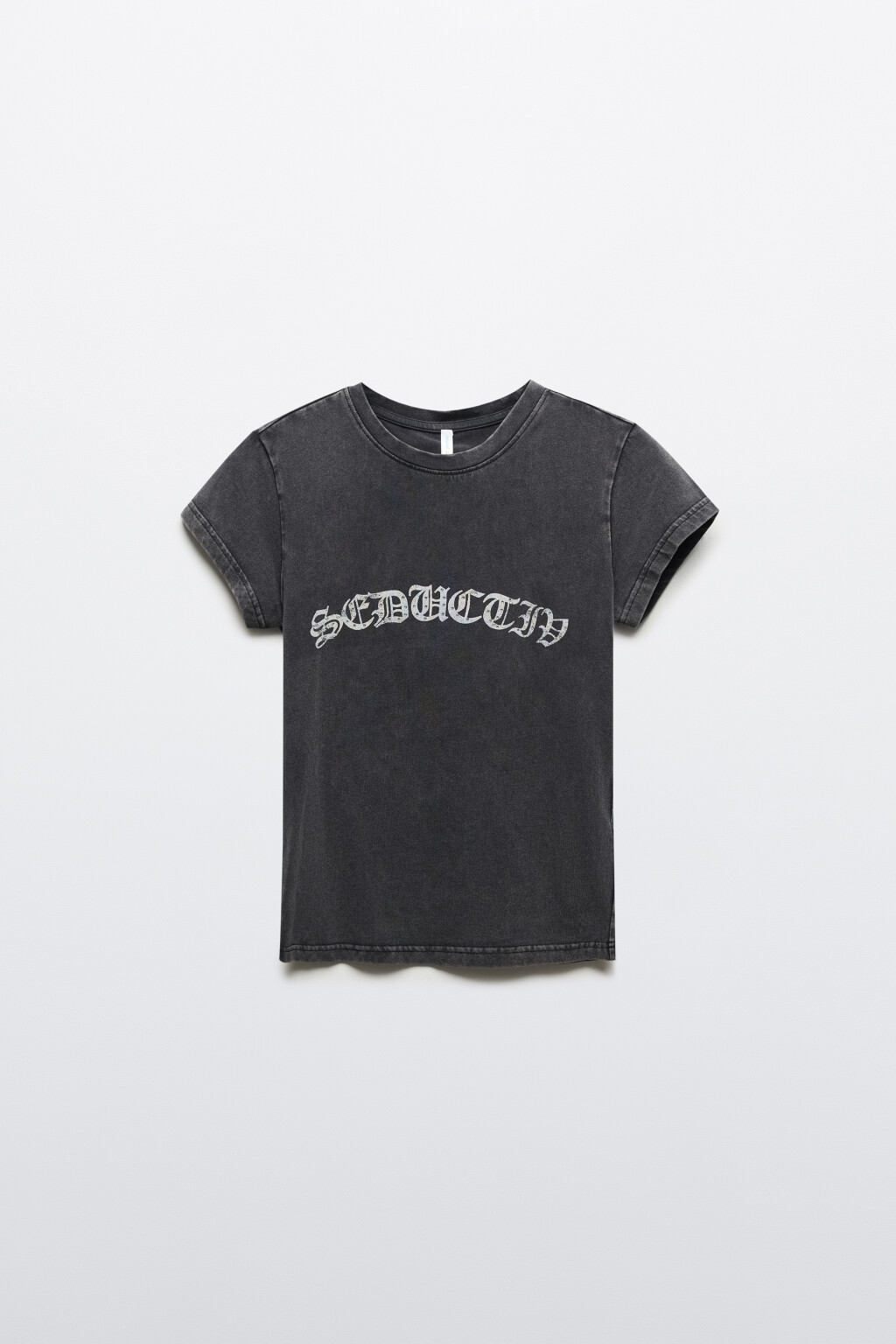 Футболка-топ хлопковая облегающая с принтом - цвет черный - 1