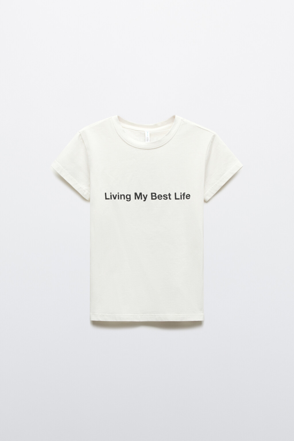 Футболка-топ хлопковая облегающая с принтом - цвет белый - 1