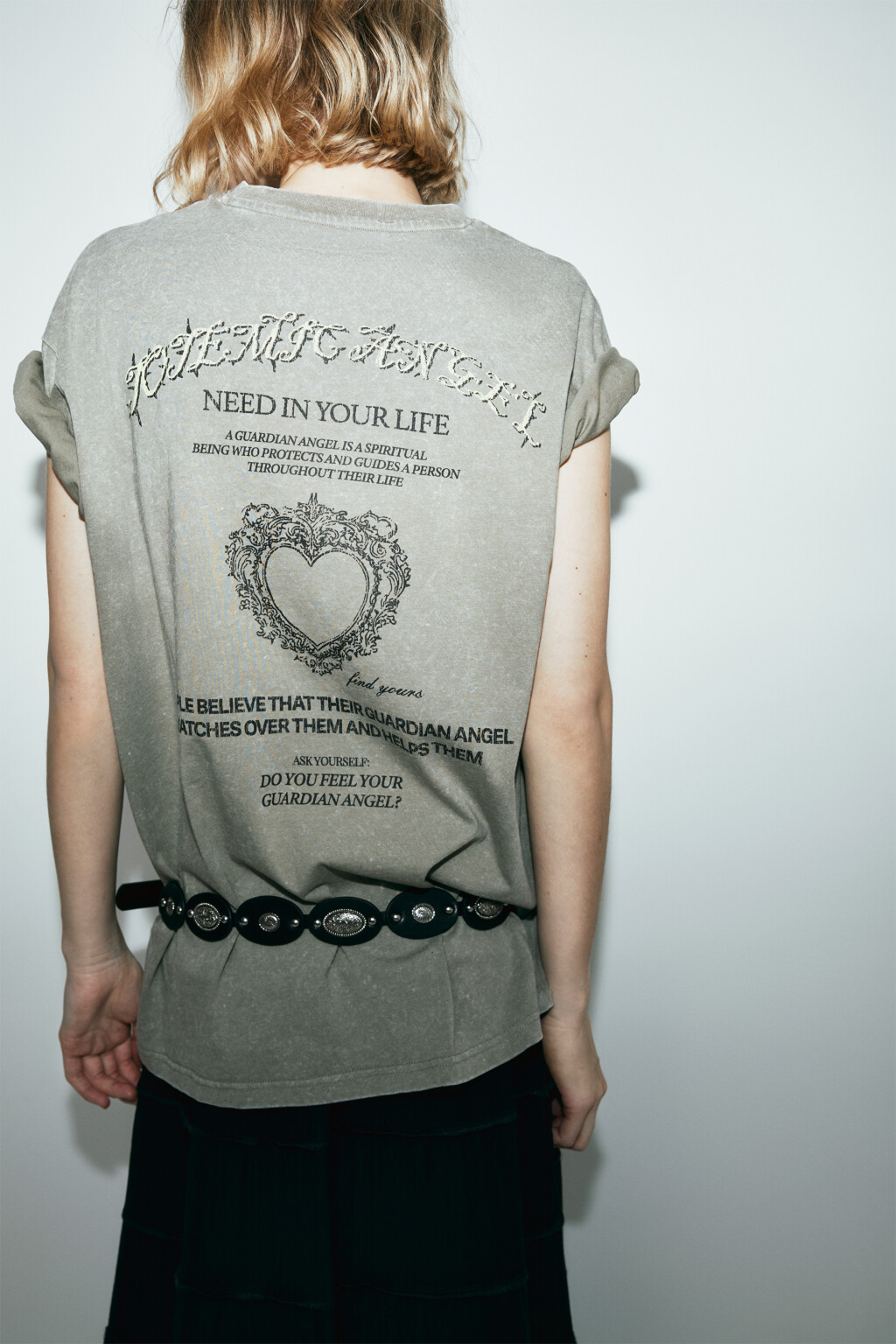 Футболка хлопковая oversize с принтом и варкой - цвет зеленый - 1