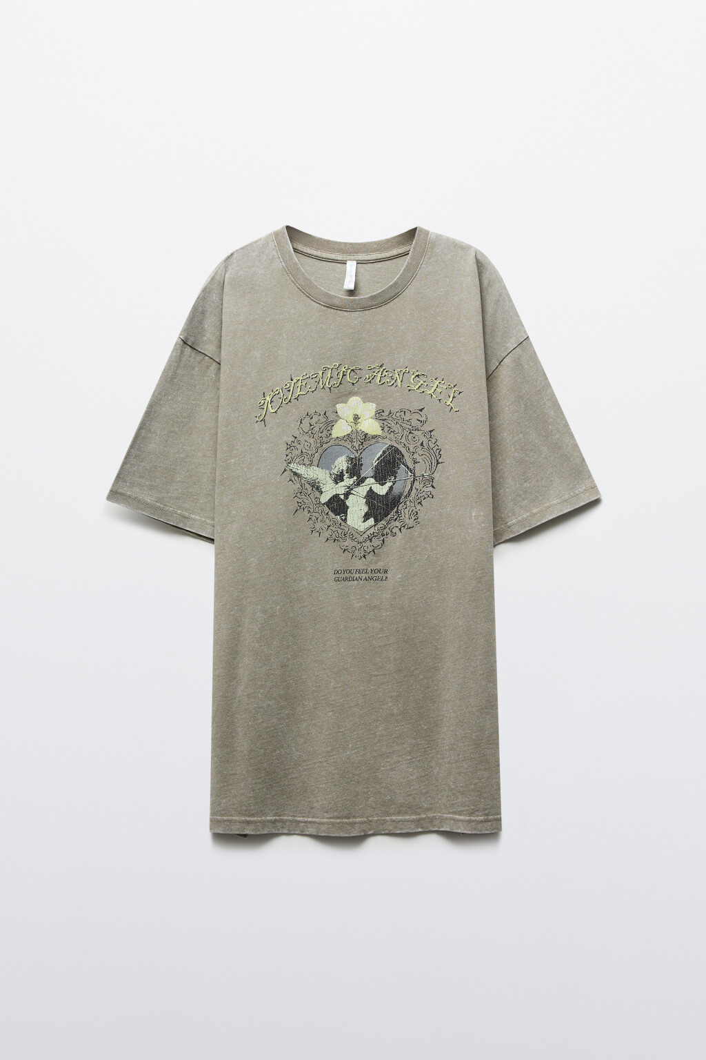 Футболка хлопковая oversize с принтом и варкой - цвет зеленый - 1