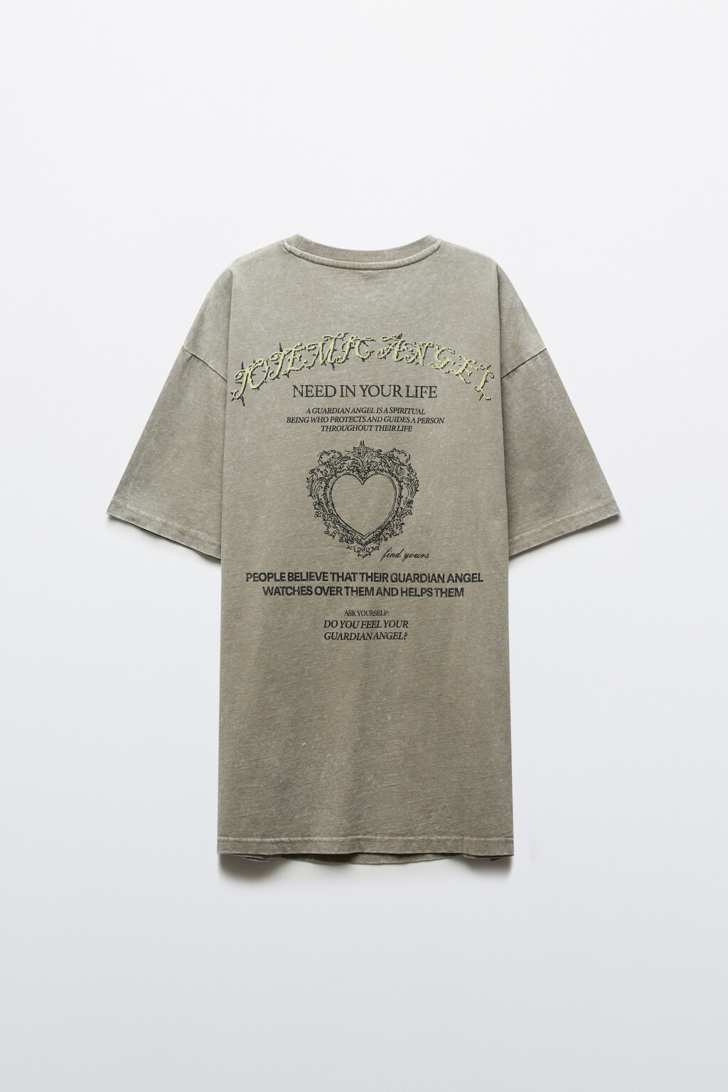 Футболка хлопковая oversize с принтом и варкой - цвет зеленый - 2