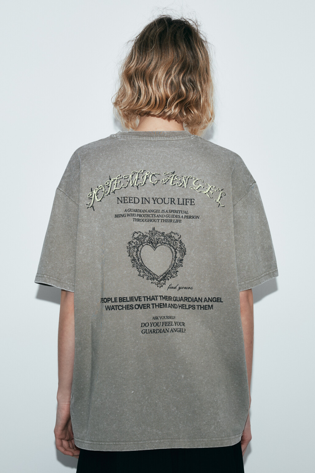 Футболка хлопковая oversize с принтом и варкой - цвет зеленый - 4