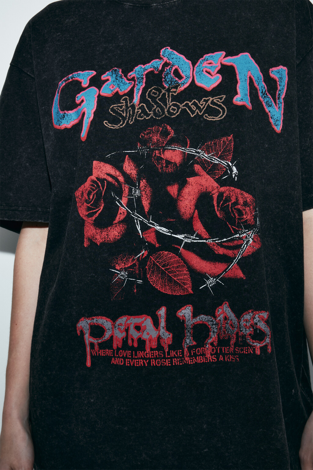 Футболка хлопковая oversize с принтом и варкой - цвет черный - 5