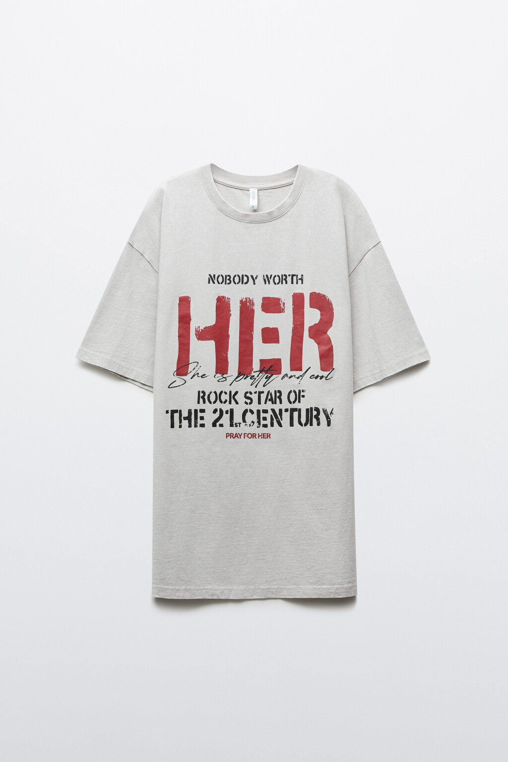 Футболка хлопковая oversize с принтом и варкой - цвет белый - 1