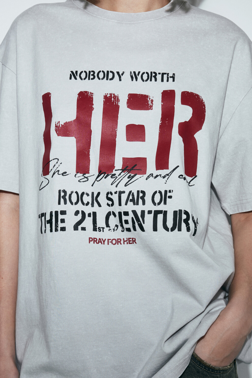 Футболка хлопковая oversize с принтом и варкой - цвет белый - 7