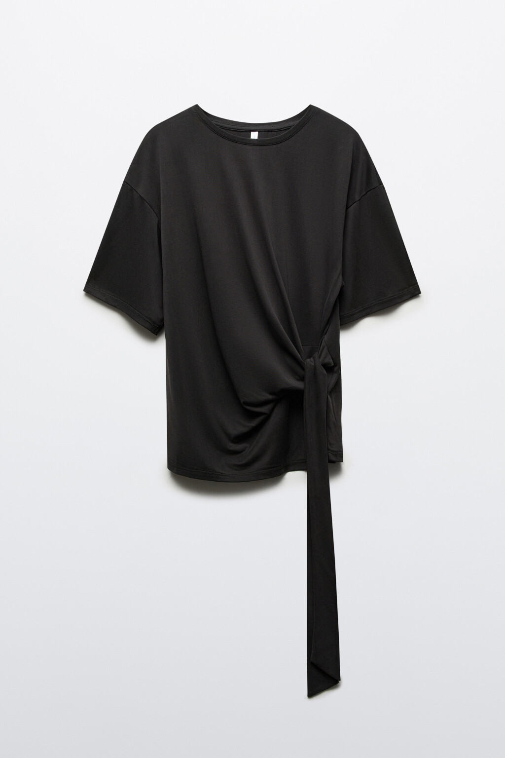 Футболка со сборкой на завязках - цвет черный - 7