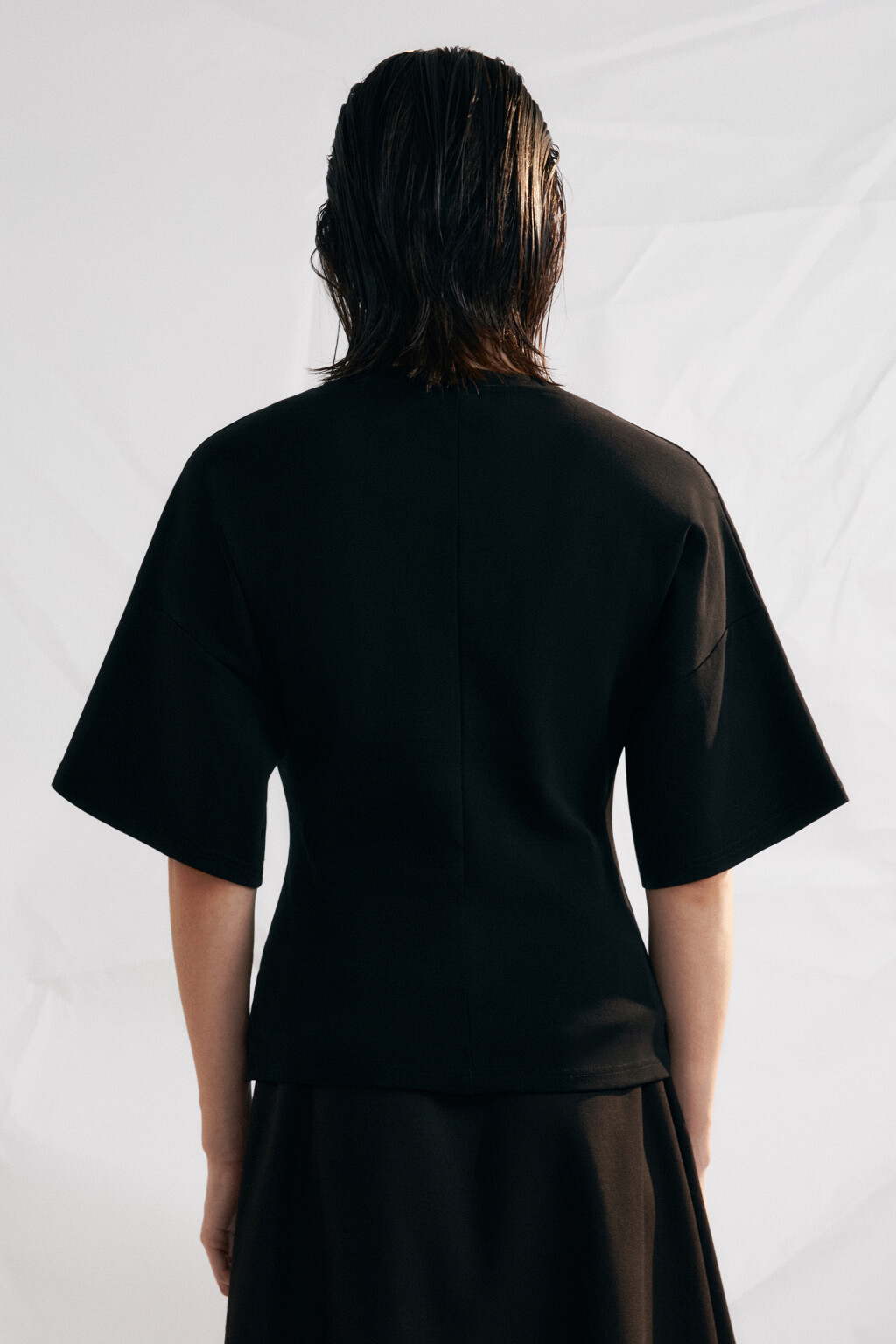 Футболка-топ хлопковая приталенная - цвет черный - 2