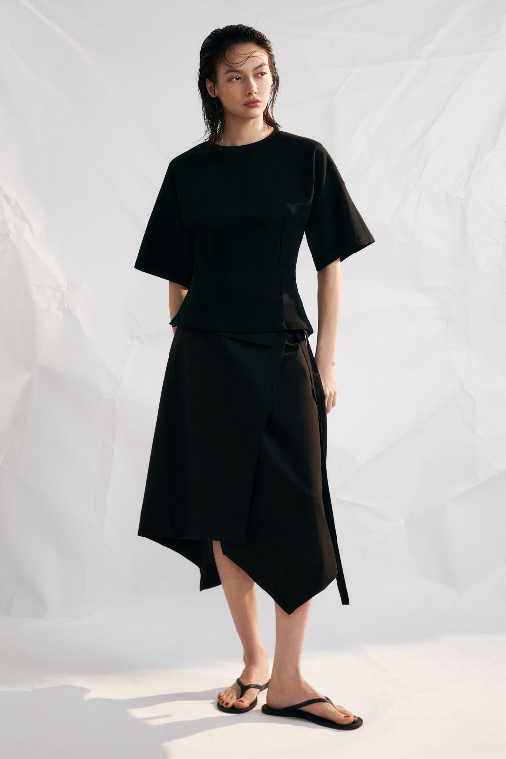 Футболка-топ хлопковая приталенная - цвет черный - 3