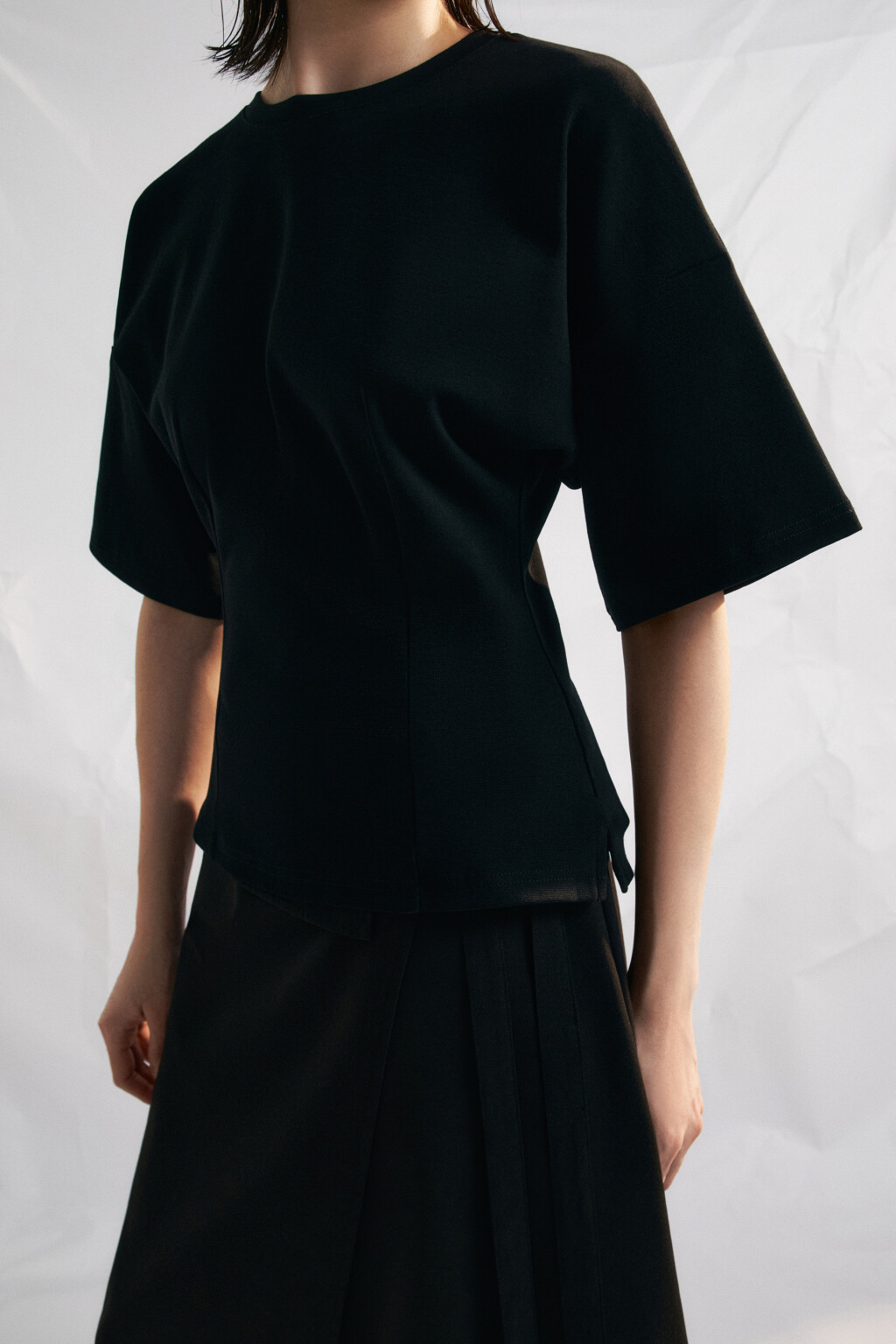 Футболка-топ хлопковая приталенная - цвет черный - 5