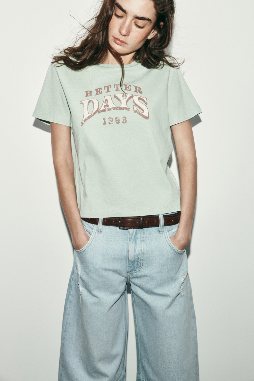 Футболка прямая с принтом - цвет зеленый - 1