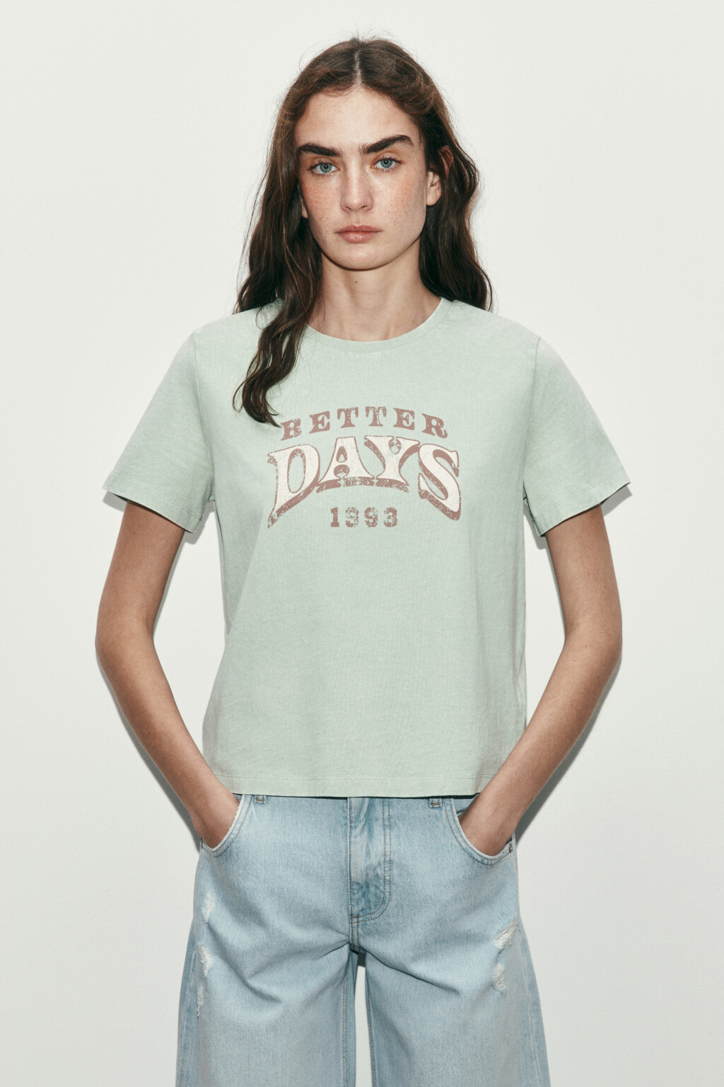 Футболка прямая с принтом - цвет зеленый - 2