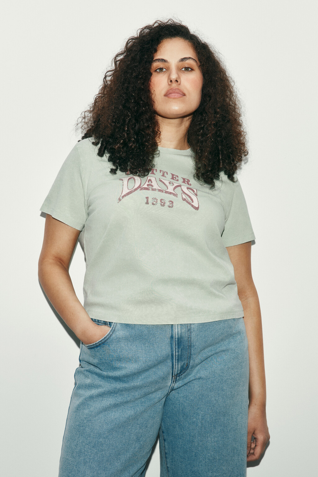 Футболка прямая с принтом - цвет зеленый - 3