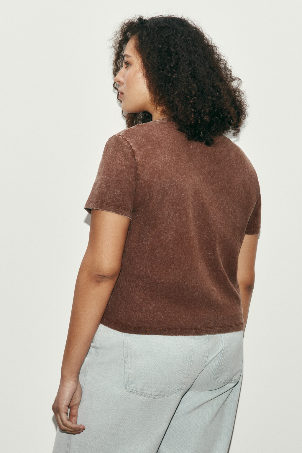 Футболка прямая с принтом - цвет коричневый - 4