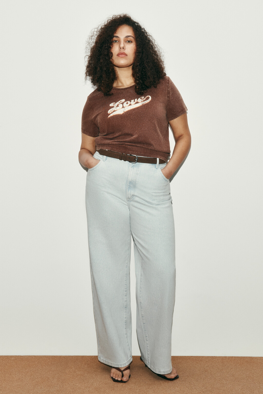 Футболка прямая с принтом - цвет коричневый - 5