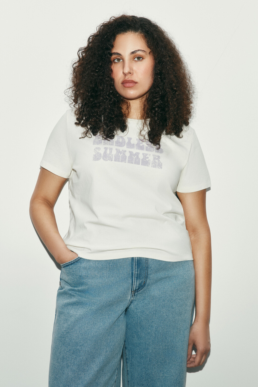 Футболка прямая с принтом - цвет белый - 2