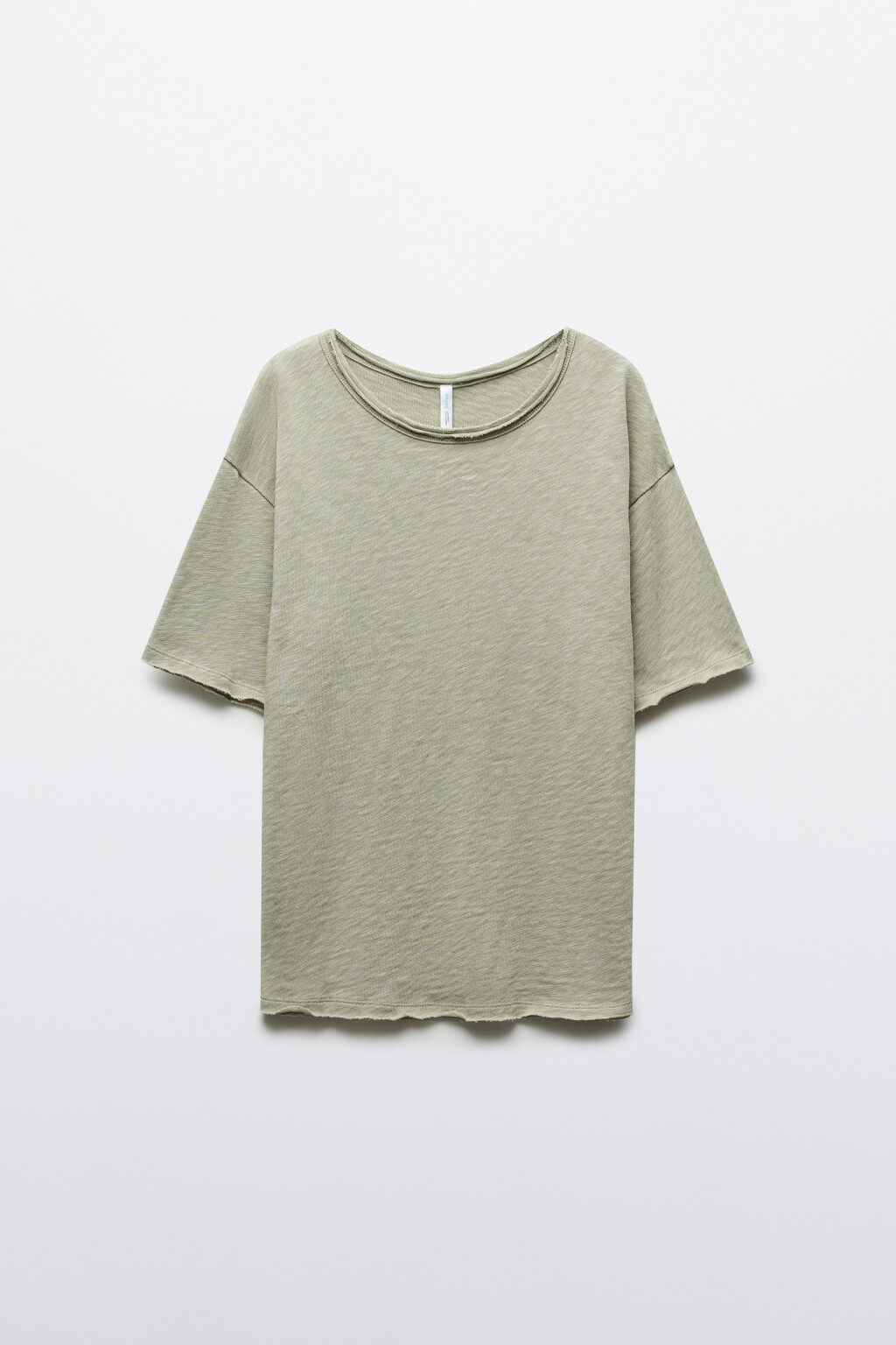 Футболка хлопковая с открытыми срезами - цвет зеленый - 7