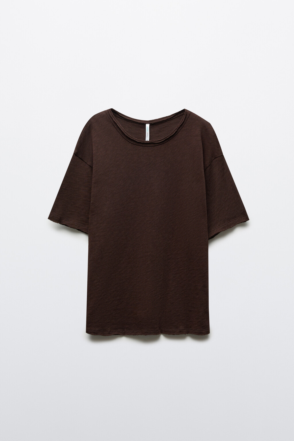 Футболка хлопковая с открытыми срезами - цвет коричневый - 7